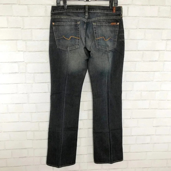 7 For All Mankind Medium Wash Mid Rise Boot Cut Jeans Women's Waist Size 32 - Picture 2 of 8